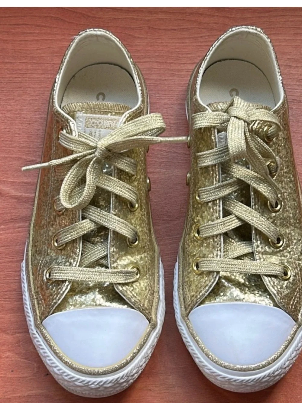 Converse Kids Gold Glitter Low-Top Sneakers